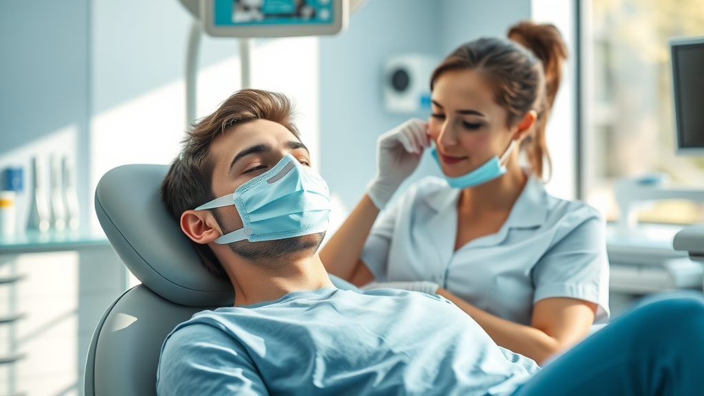 Relaxed adult using sedation dentistry options in bright dental office