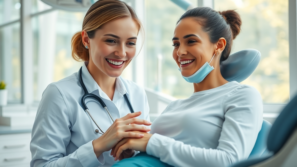 Calm patient receiving sedation dentistry options from friendly dentist