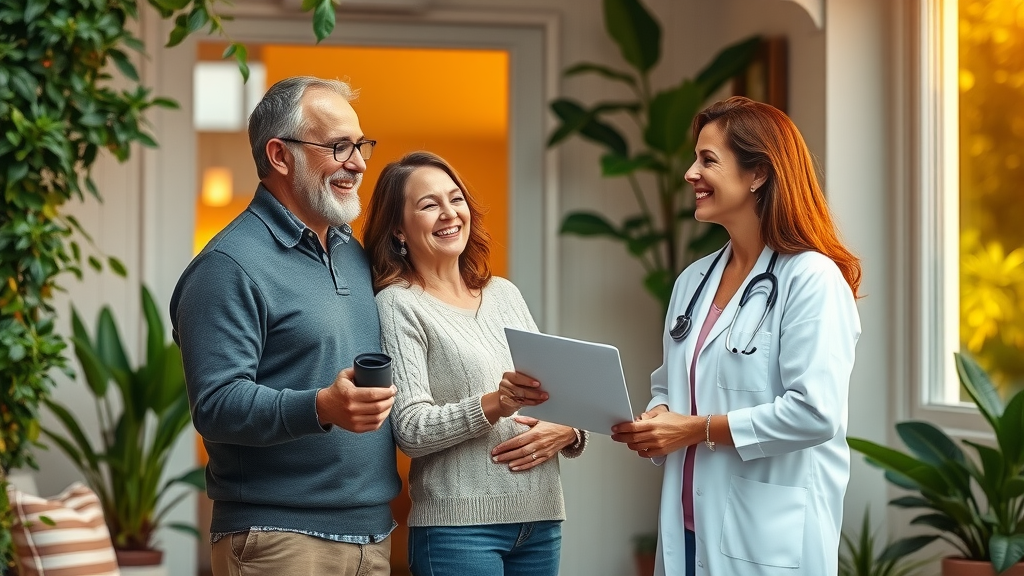 Family and natural health doctor at clinic celebrating wellness transformation